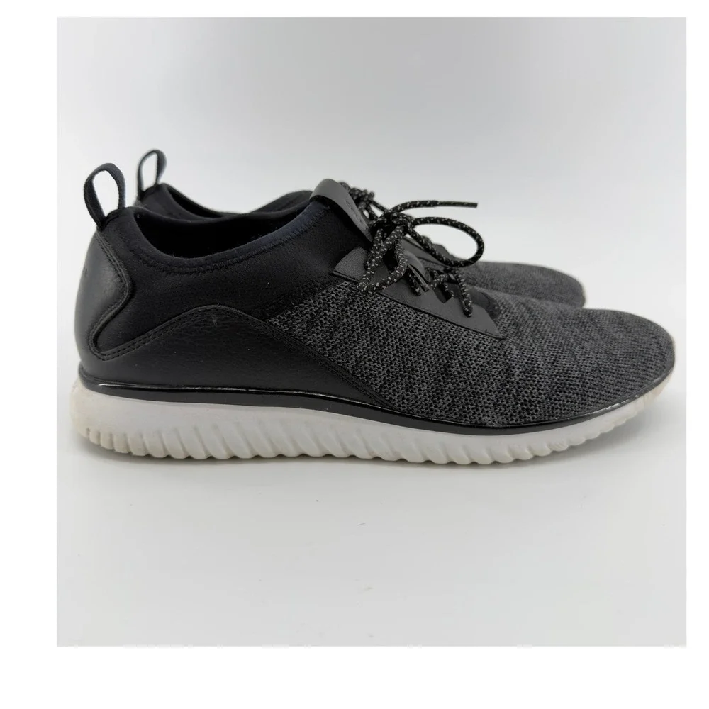 Cole Haan Grand.OS Zerogrand Mens 11M‎ Black Grey Knit Leather Sneakers